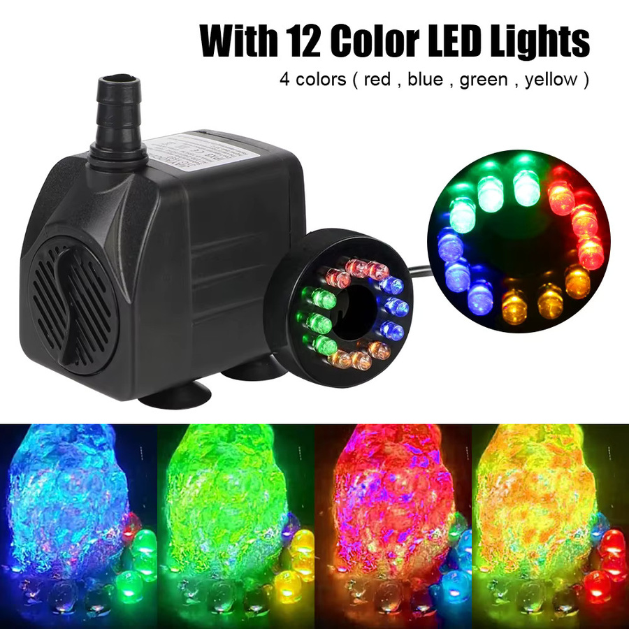 Tauchbrunnen für Wasserpumpen mit 12 RGB LED-Lichtern in Schwarz für Garten, Aquarium und Vogelbadbrunnen - Bild 2