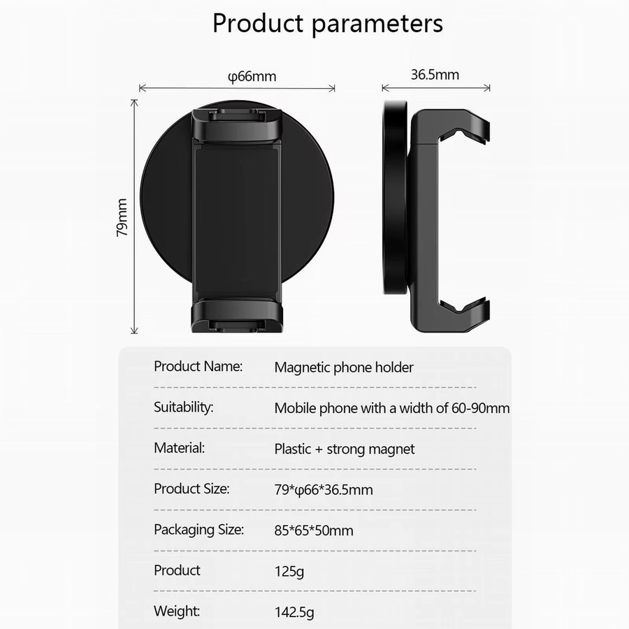 Magnetischer Handyhalter mit starker Magnetbasis und Handy-Klemme in Schwarz für Fitnessstudio, Laufband, Motorrad und Haushalt - Bild 5
