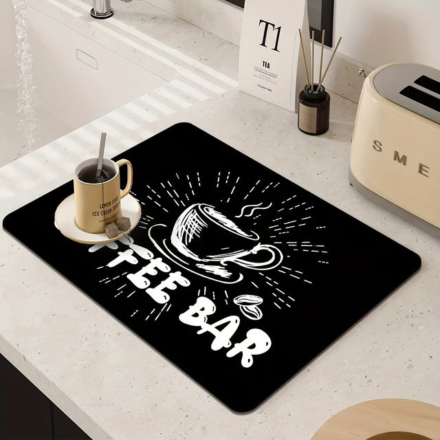 VIKAMA Kaffeematte für Kaffeemaschinen, wasserdicht, ölbeständig und hitzebeständig, Schwarz - Bild 1