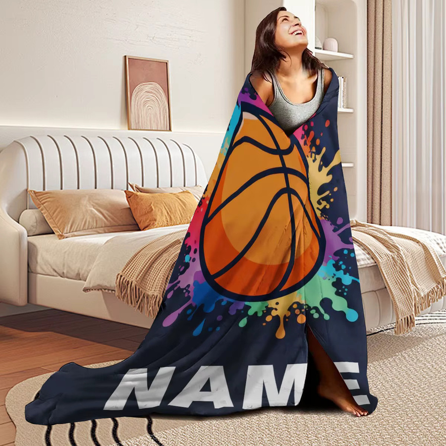 Personalisierte Fleece-Namensdecke von SRH in Multicolour mit geometrischem Design, weiche Plüschdecke für Erwachsene - Bild 5
