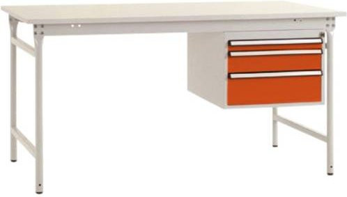 Manuflex BB5261.2001 Komplett-Beistelltisch BASIS stationär mit Melamin-Platte und Stahl-Unterbau, Farbe: Orange/Weiß, B/T/H: 100 x 80 x 78 cm - Bild 1