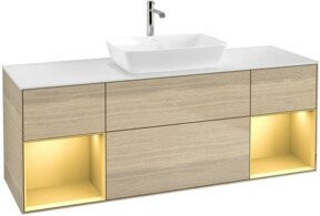 V&B Waschtischunterschrank Finion in Weiß mit Eichenregal, Breite: 160 cm - Bild 1