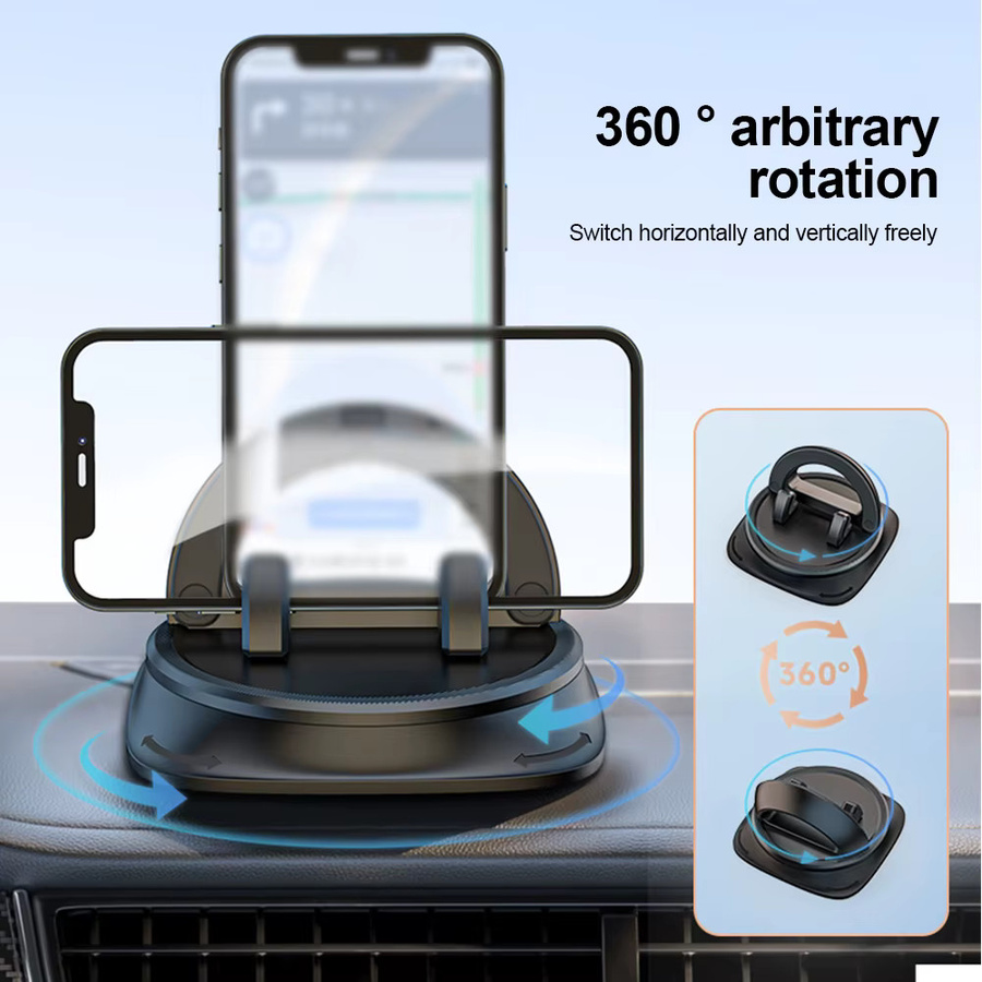 Kebidumei 360-Grad-drehbarer Autotelefonhalter zum Aufkleben für das Armaturenbrett in Schwarz - Bild 4