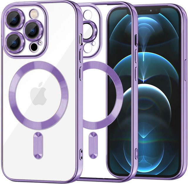 Techsuit Luxury Crystal MagSafe-Hülle für Apple iPhone 12 Pro Max in Hellviolett und Transparent - Bild 1