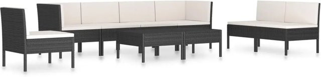 vidaXL 9-tlg. Garten-Lounge-Set aus Poly Rattan in Schwarz mit Auflagen und Couchtisch - Bild 1