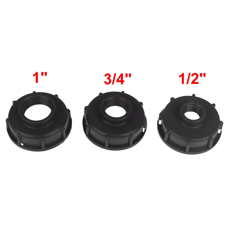 IBC-Tank Adapt S60X6 Grobgewindekappe in Schwarz mit 60 mm Innengewinde und Adapteranschluss für 1/2 Zoll, 3/4 Zoll und 1 Zoll - Bild 3