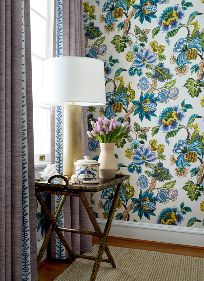 Anna French Tapete Stockbridge Botanicals Floral in Blau, Grün und Gelb, Non-Woven - Bild 2