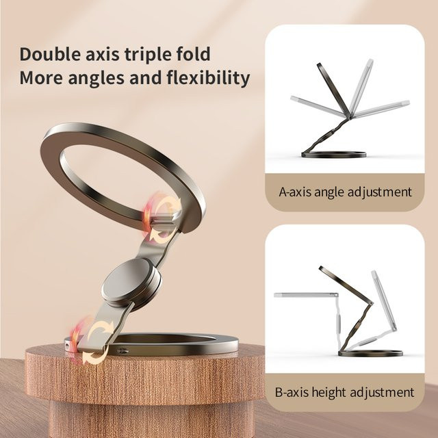 QGhappy Magnetische Handyhalterung mit 360 Grad Rotation und Ring Ständer in Schwarz für MagSafe iPhone und Xiaomi - Bild 1