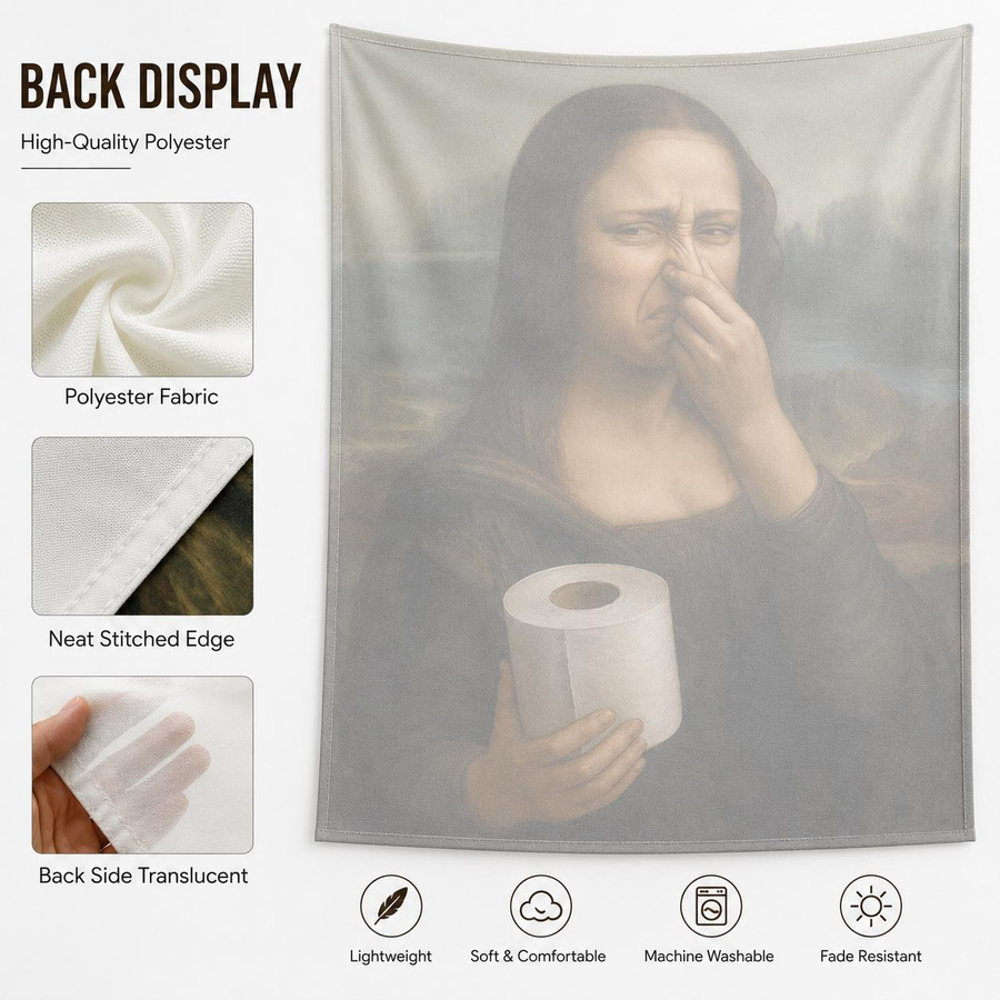 Humorvoller Wandbehang Mona Lisa Toilettenpapier Wandteppich von JMG Household Supplies, Mehrfarbig, Breite: 40 cm, Höhe: 60 cm - Bild 4
