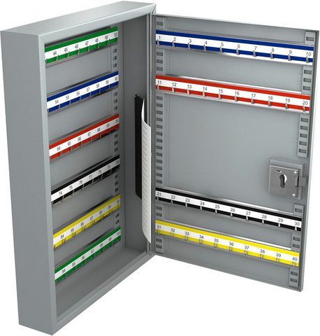 BASI Schlüsselschrank SS 100 PZ aus Stahl in Grau mit 100 Haken zur Wandmontage - Bild 1