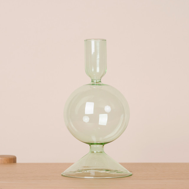 Geschwungener Glas Kerzenhalter für Stabkerzen von BLUME2000 in Grün, Höhe: 23,0 cm, Breite: 9,0 cm, Tiefe: 9,0 cm - Bild 1