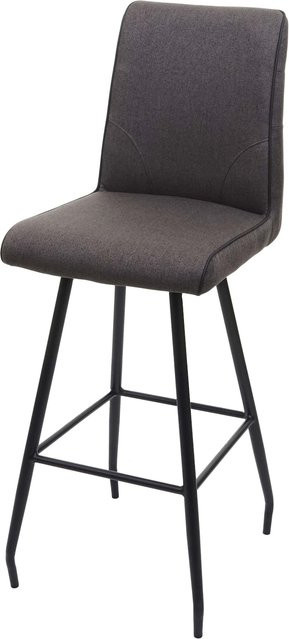 Barhocker MCW-H72 Tresenhocker mit Fußablage aus Stahl und Textil in Grau-Braun - Bild 1