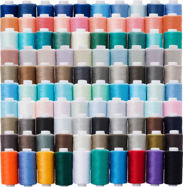 Home DIY Nähgarn Set aus Polyesterfaser mit 100 Farben und 400 Yards pro Spule in Multicolor - Bild 1