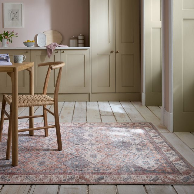 HURST Kadima Design Teppich Rauten in Rot-Natur, Vintage-Stil, B: 190 cm, T: 290 cm - Bild 1
