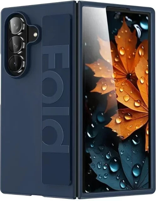 Stoßfeste Silikonhülle mit Handschlaufe für Samsung Galaxy Z Fold (Modelle 3 bis 7) und S-Serie Ultra Plus, transparent/blau - Bild 1