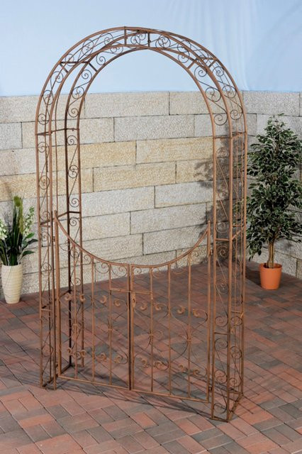 TPFGarden Rosenbogen Shinay mit Tor aus Stahl in Antik Braun, Höhe: 245 cm, Breite: 128 cm, Tiefe: 36 cm - Bild 1