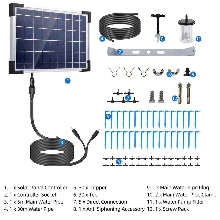 Aimo Solarbetriebenes automatisches Tropfbewässerungssystem mit 2200-mAh-Akku und Timer-Funktion, Weiß - Bild 2