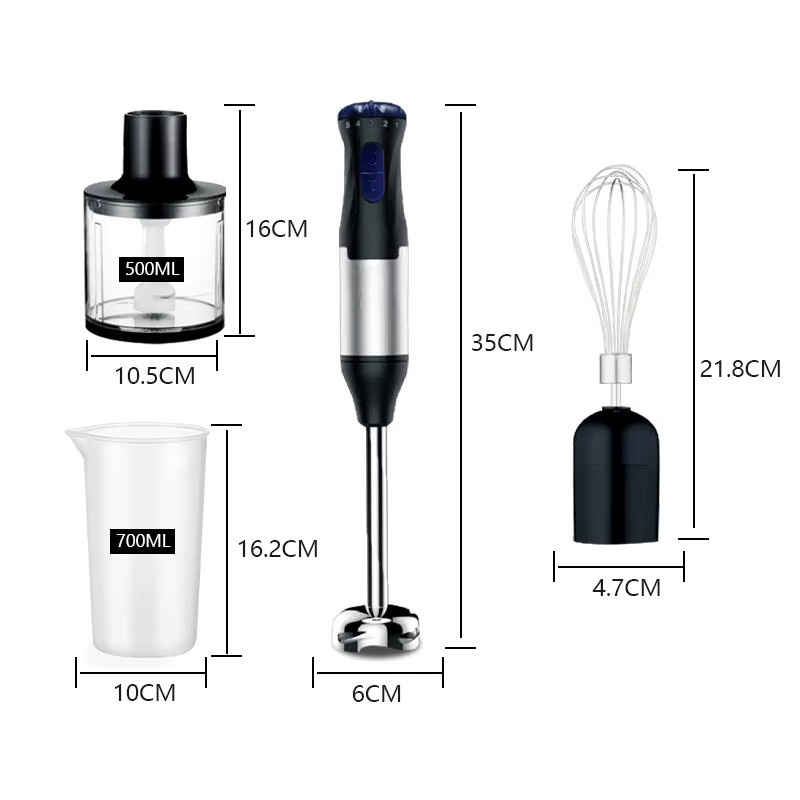 Romancom 4-in-1 Stabmixer aus Edelstahl in Silber mit 1000W Leistung als Multifunktions-Küchenmixer-Set inklusive Fleischzerkleinerer, Gemüsezerkleinerer, Eierschläger und Entsafter - Bild 6