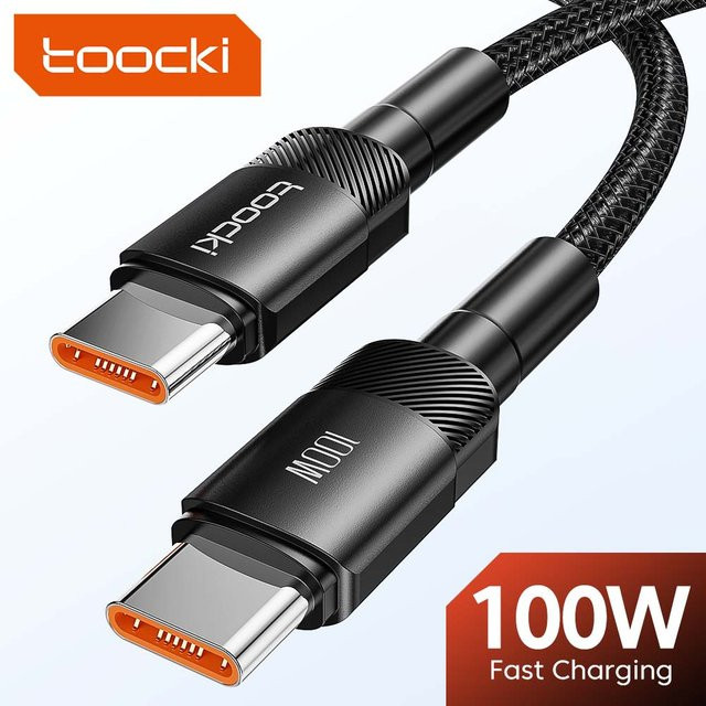 Toocki USB-C auf USB-C Kabel 100 W PD 3.0 Quick Charge 4.0 Schnellladekabel in Schwarz - Bild 1