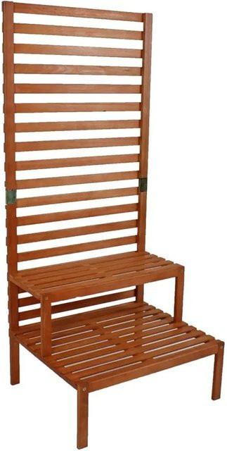 DELUKE Balkon-Sichtschutz TAMAS Pflanztreppe aus Eukalyptusholz in Natur Braun, Höhe: 180 cm, Breite: 76 cm, Tiefe: 66 cm - Bild 1
