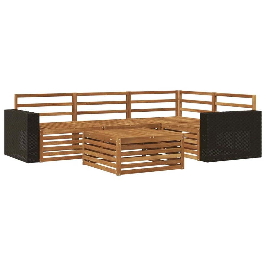 vidaXL Outdoor-Sofagarnitur aus Akazienholz in Braun, 5-teiliges L-Shape Set mit Tisch, Ecksofa und Mittelsofas, B/T/H: 79 x 79 x 37 cm - Bild 2