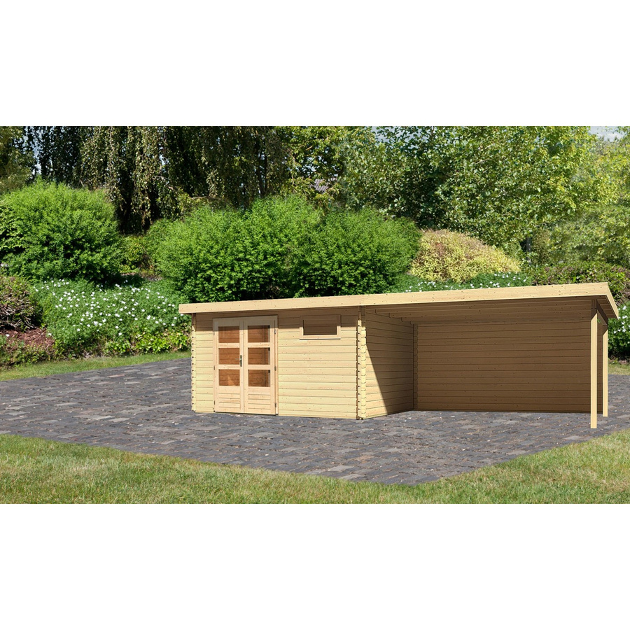 Karibu Holz-Gartenhaus Ängelholm in Natur mit Pultdach und modernem Design, B: 370 cm, T: 280 cm - Bild 2