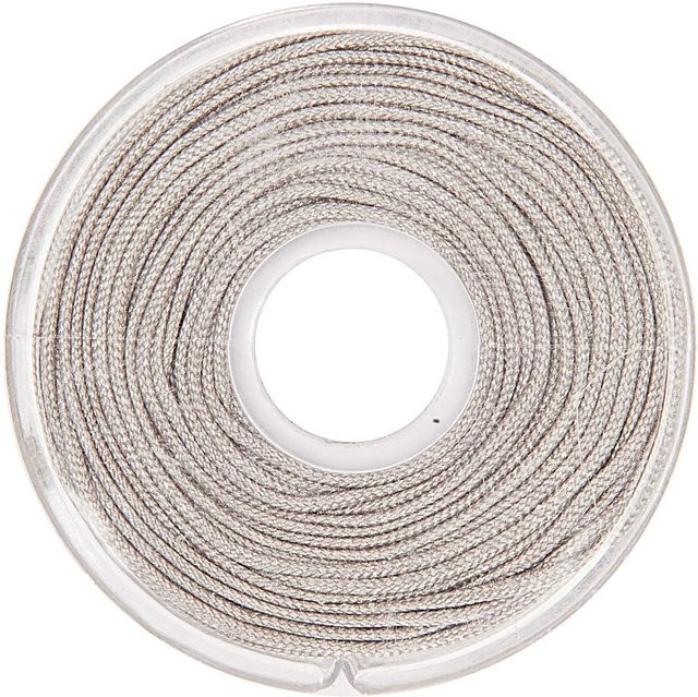 Rico Design Makrameeband aus Polyester, 10 m Länge, 1 mm, Hellgrau - Bild 1