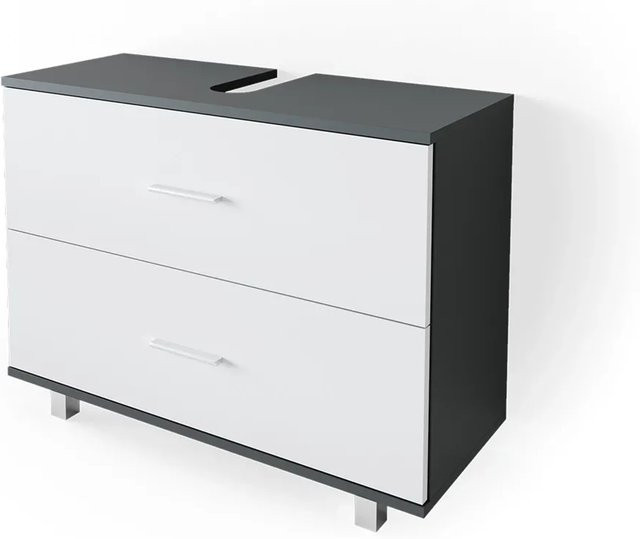 Vicco Waschbeckenunterschrank Ilias in Weiß und Anthrazit mit Schublade, Breite: 80 cm, Tiefe: 60,8 cm, Höhe: 33 cm - Bild 2
