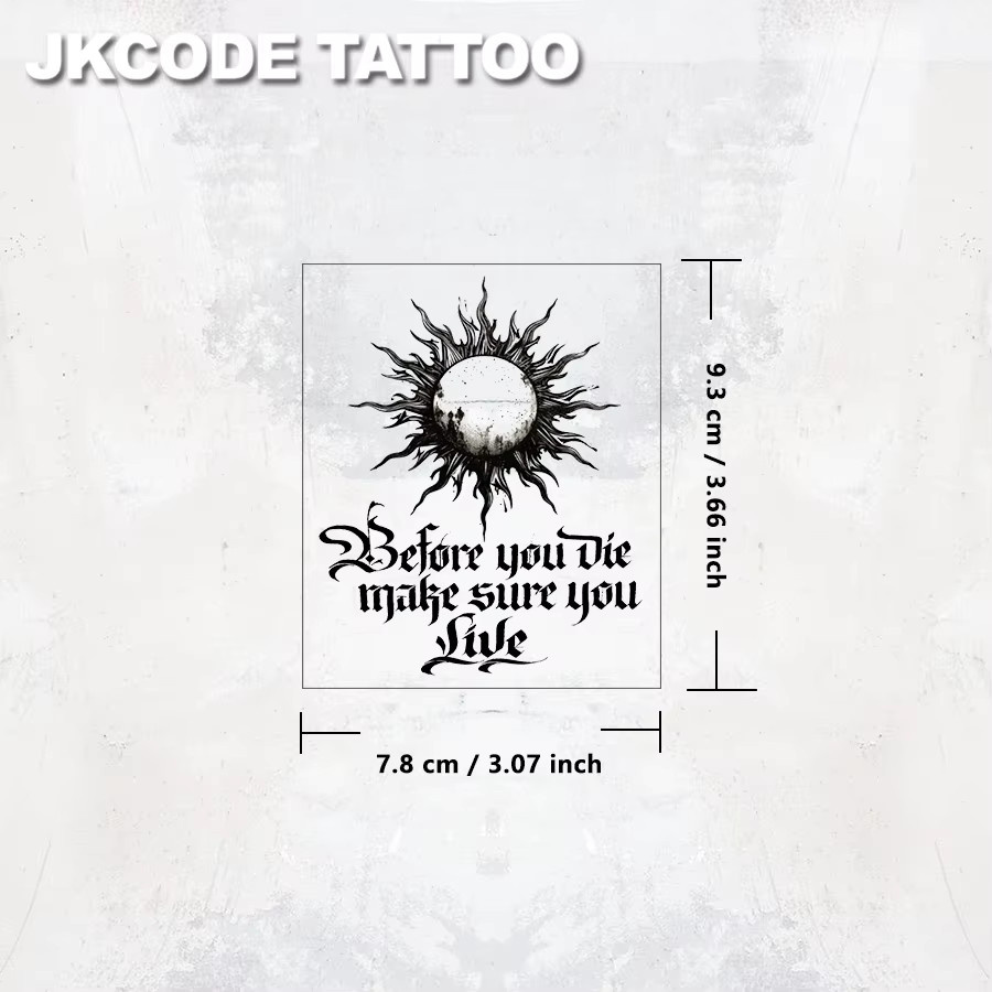 JKCODE TATTOO Temporäre Tattoos, Flammen-Sonnen-Muster, Herren - Bild 2