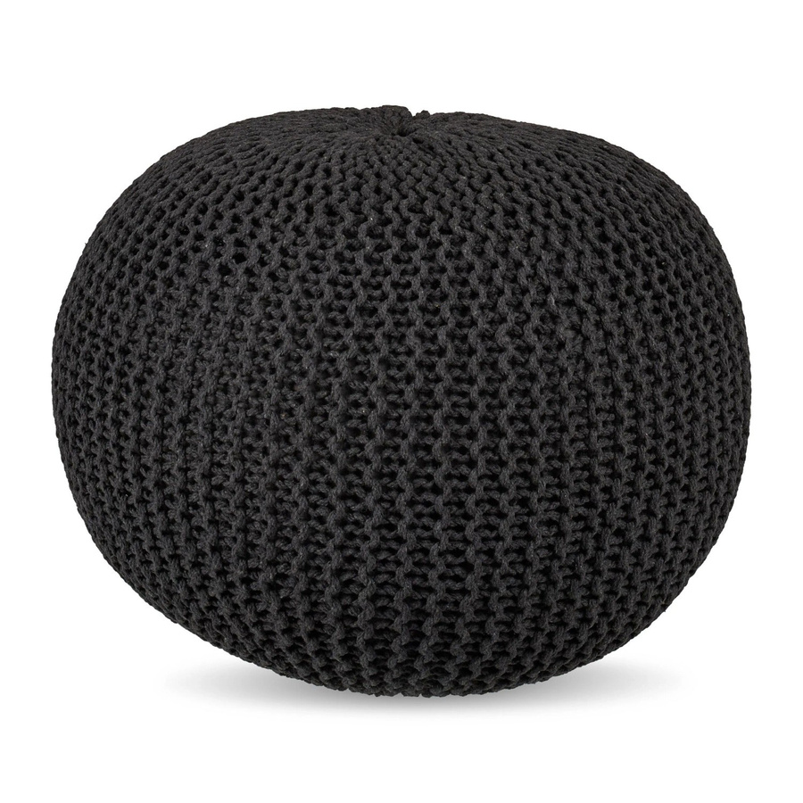 Relaxdays Sitzpouf aus Baumwolle im Boho-Design, Dunkelgrau, B: 33 cm, T: 46 cm, H: 33 cm - Bild 2