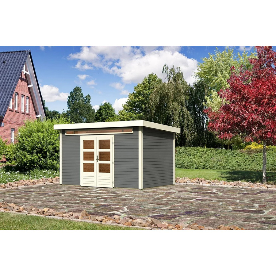 Karibu Holz-Gartenhaus Kumla 7 in Terragrau mit Pultdach und modernem Design, B/T/H: 360 x 240 x 222 cm - Bild 2