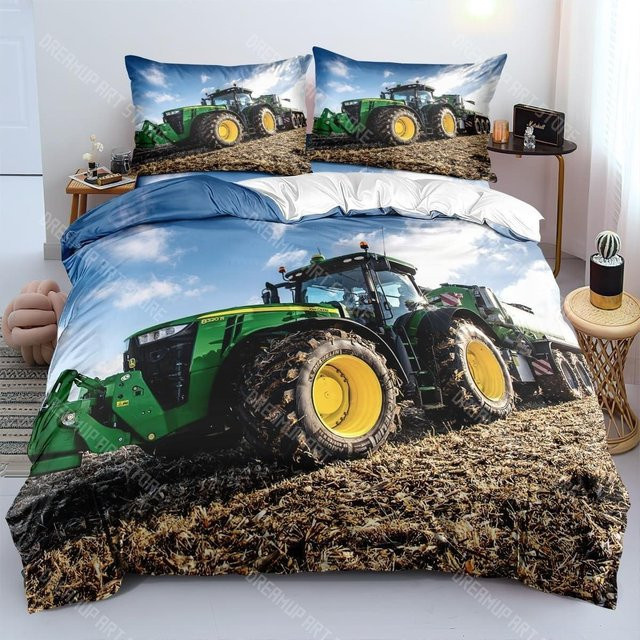 JMG Household Supplies Bettwäsche Set Traktor Design für Kinder, Grün, Microfaser, B/H: 135 x 200 cm - Bild 1