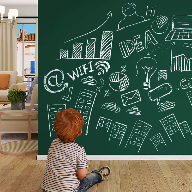Abnehmbare Tafel-Hafttapete für Kinderzeichnungen in Schwarz/Grün, Breite: 45 cm - Bild 5