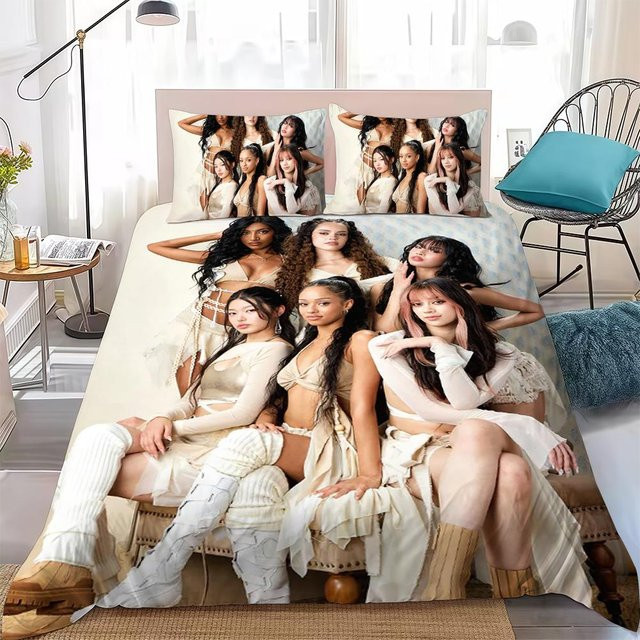 Kpop K-Katseye Bettwäsche-Set aus Polyester, 3-teilig, Mehrfarbig, B/H: 140 x 200 cm - Bild 1