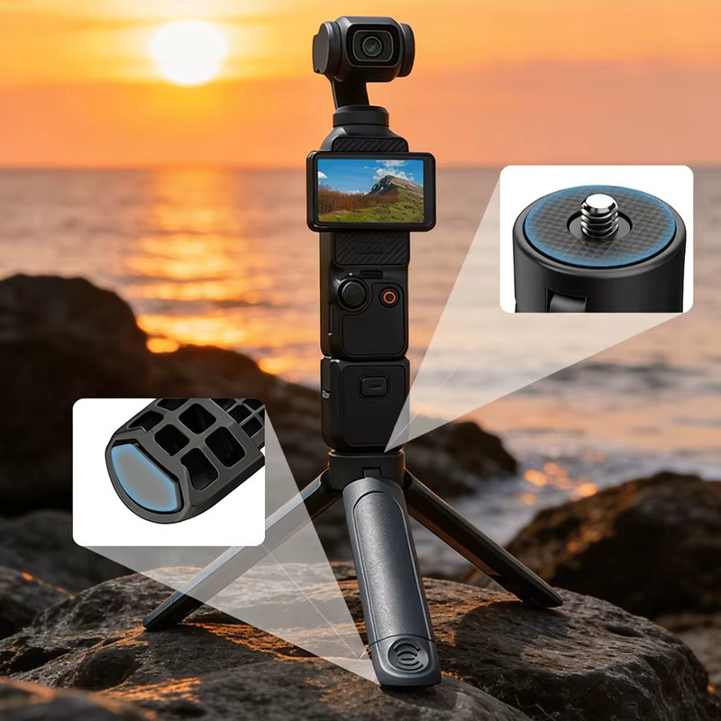 DIXSG Mini-Stativbasis Universeller Halterungsadapter mit 1/4 Zoll Schraube für GoPro, DJI Pocket und Insta360 in Schwarz - Bild 5
