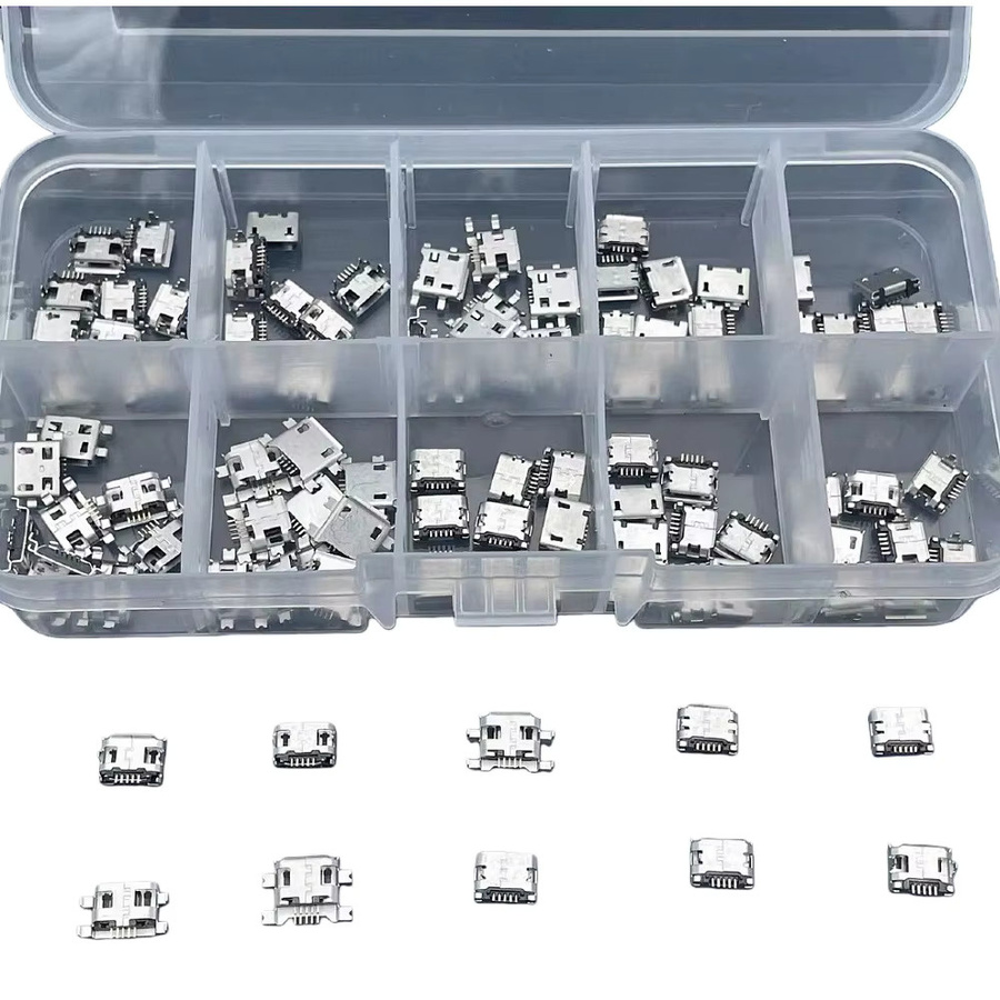 WLMLBWCJ Micro USB Mini Buchsen Set für Android Handys und MP3 Player, Farbe: Silber, 100 Stück - Bild 3