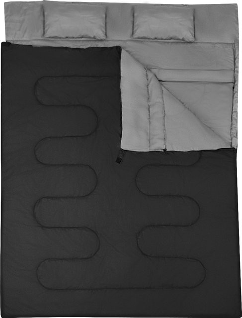 GOFLAME 2 in 1 Doppelschlafsack und Einzelschlafsack XL mit 2 Kissen für Camping und Wandern, B/H: 150 x 220 cm, Blau/Schwarz - Bild 1