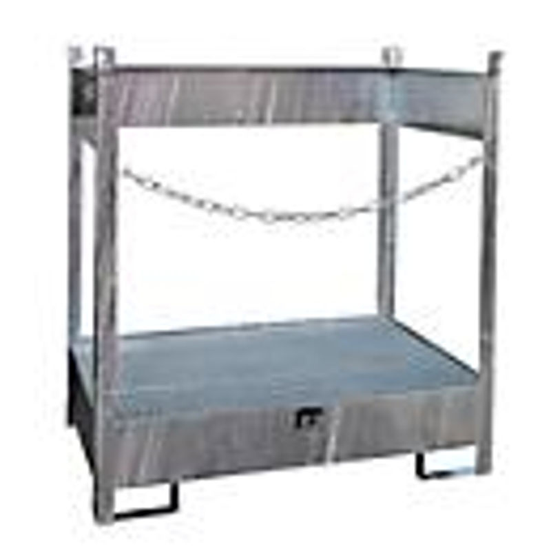 Bauer Südlohn Fass-Stapelpalette FSP-2, seitlich offen, feuerverzinkt, silber, für 2 x 200 l Fässer - Bild 2