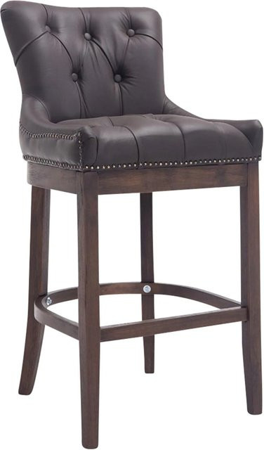 DELUKE Barhocker KAGAD aus Echtleder in Braun mit Lehne und Steppmuster, B/T/H: 55 x 57 x 109 cm - Bild 1