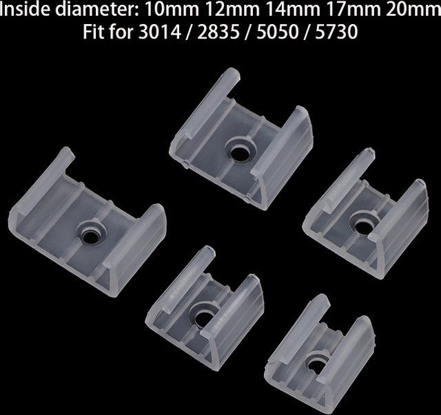 20 Stück LED-Streifen-Fix-Clips aus Kunststoff in Transparent zur Befestigung von 2835 Neonlicht und COB-Streifen, kompatibel mit 10 mm, 12 mm, 14 mm, 17 mm und 20 mm Breite - Bild 1
