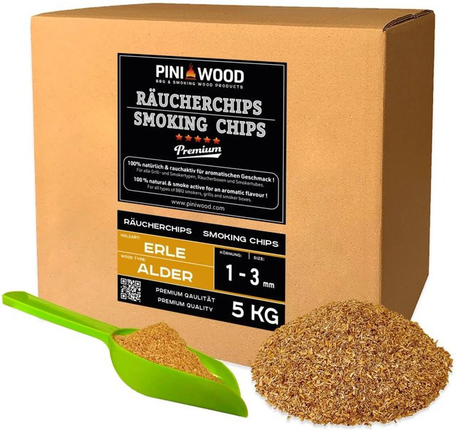 PINI Räucherchips aus Erle ohne Rinde, 5 kg, 1-3 mm Räucherspäne - Bild 1