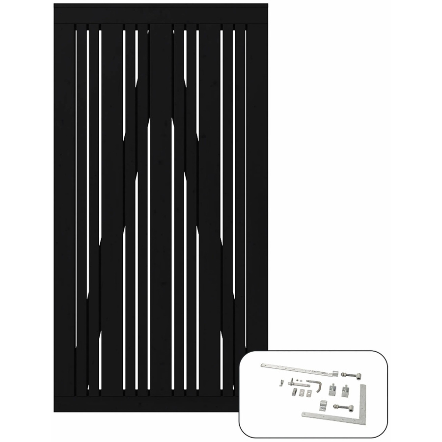 Plus Holz Einzeltor Tangent aus Nadelholz in Schwarz, Breite: 95 cm, Höhe: 180 cm - Bild 2