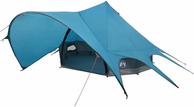 vidaXL Teepee Zelt mit Dach Blau und Grau B/T/H: 600 x 600 x 347 cm - Bild 1
