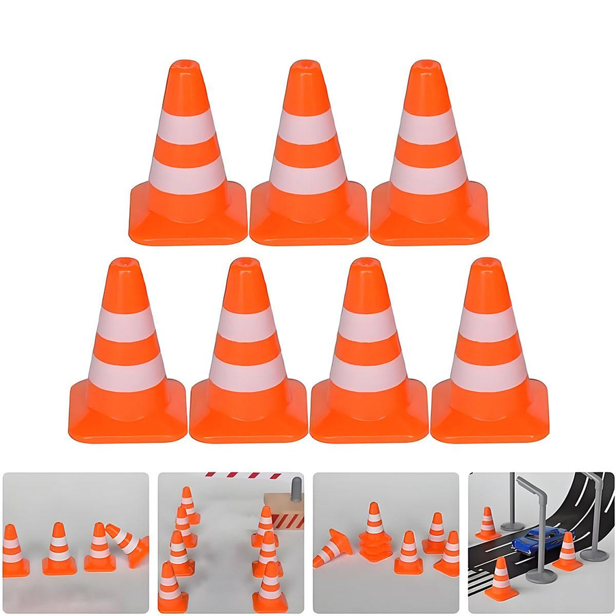 Yiran toy Mini-Verkehrskegel Miniatur-Schilder Absperrungen 10-teiliges Set - Bild 2