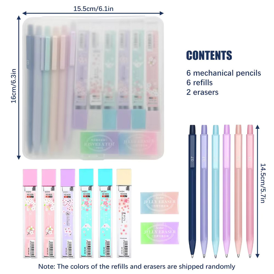 Pastellfarbenes Druckbleistift-Set in Mehrfarben mit 0,5 mm und 0,7 mm für Kunst, Zeichnen und Schule - Bild 2