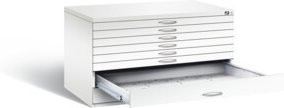 C+P Flachablageschrank Serie 7100_7200 in Verkehrsweiß, H x B x T: 76 x 135 x 96 cm - Bild 1