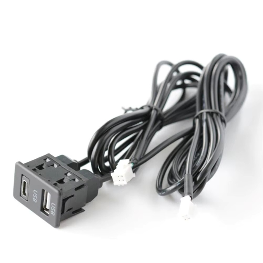 HpLive Auto Dash Mount USB und Type-C Port Panel Interface Verlängerung mit 4 + 6 Pin, Schwarz, Kabellänge: 145 cm - Bild 5