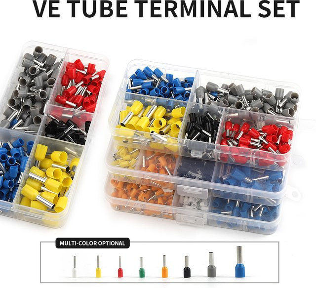 DIY YOU Isolierte Aderendhülsen Terminals Kit für elektrische Verdrahtung mit Crimpzange und Box - Bild 1