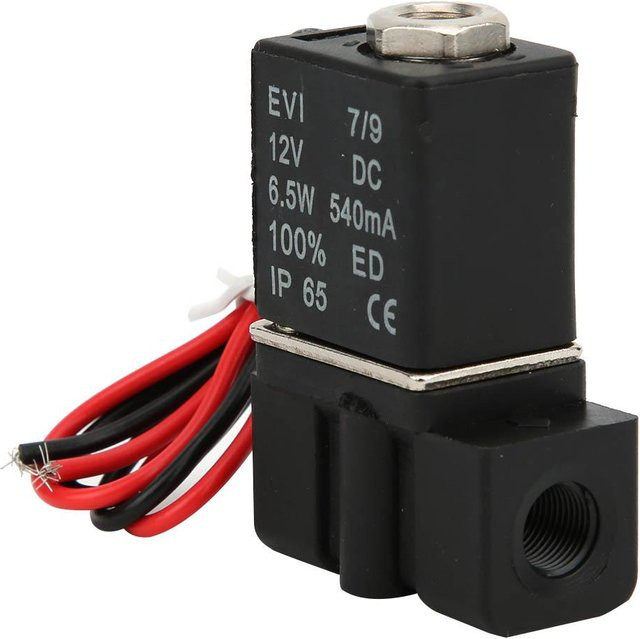 Elektromagnetventil Painter aus Kunststoff für Luft, Wasser und Öl, 12V DC, 2 Wege, 2 Positionen, G1/4, Schwarz - Bild 1