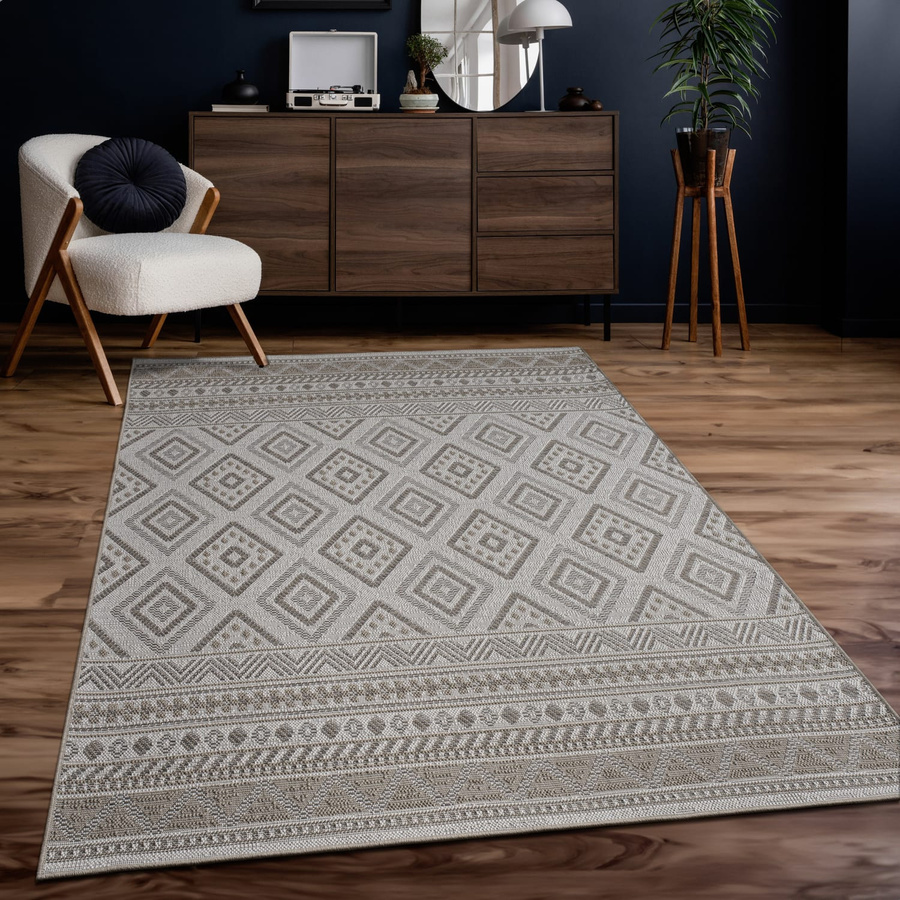 In- & Outdoor-Teppich Verona von teppich.de in Beige und Grau, Boho-Design, Flachgewebe, B/T: 240 x 340 cm - Bild 2